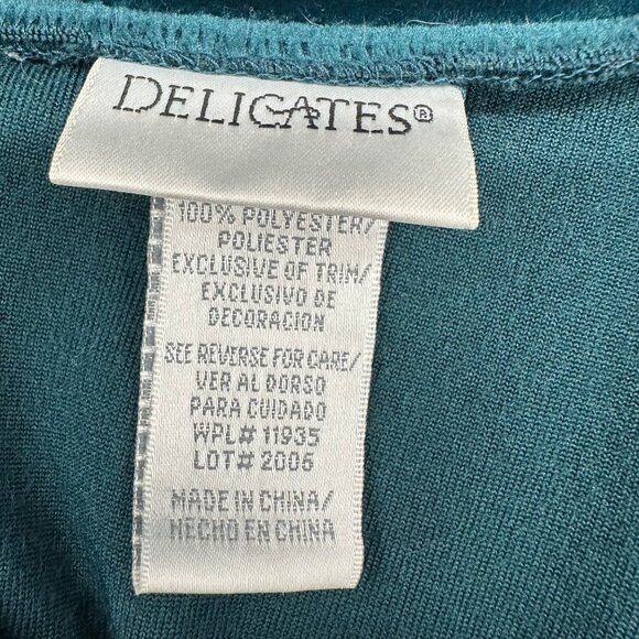 Vintage Nightgown Robe Duster Delicates Velvet Velour Dark Teal Long Medium - Picture 4 of 6